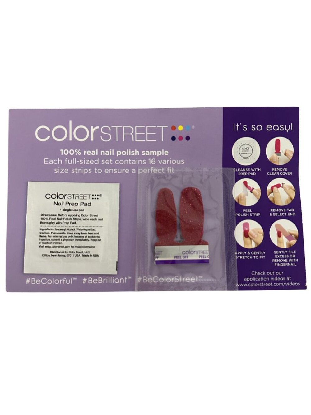 Color Street Crantastic 2 Nail Polish Strips Red Glitter Long Lasting Twosies
